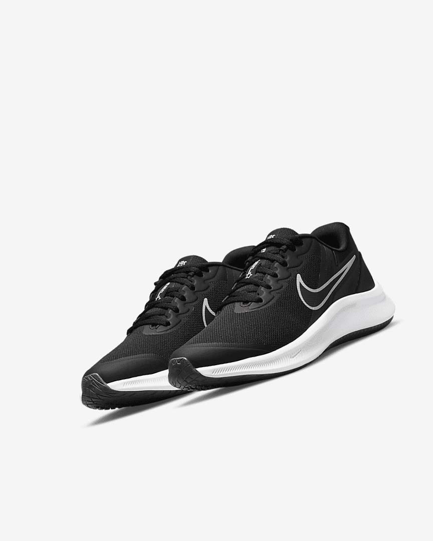 Black / Dark Grey / Dark Grey Nike Star Runner 3 Girls' Running Shoes | CA_4708
