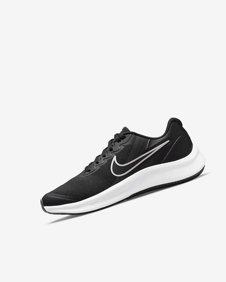 Black / Dark Grey / Dark Grey Nike Star Runner 3 Girls\' Running Shoes | CA_4708