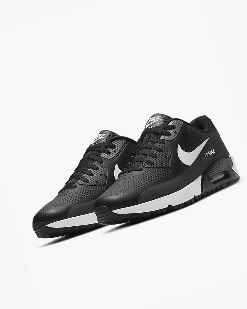 Black / Dark Grey / Grey / White Nike Air Max 90 G Men's Golf Shoes | CA_2863