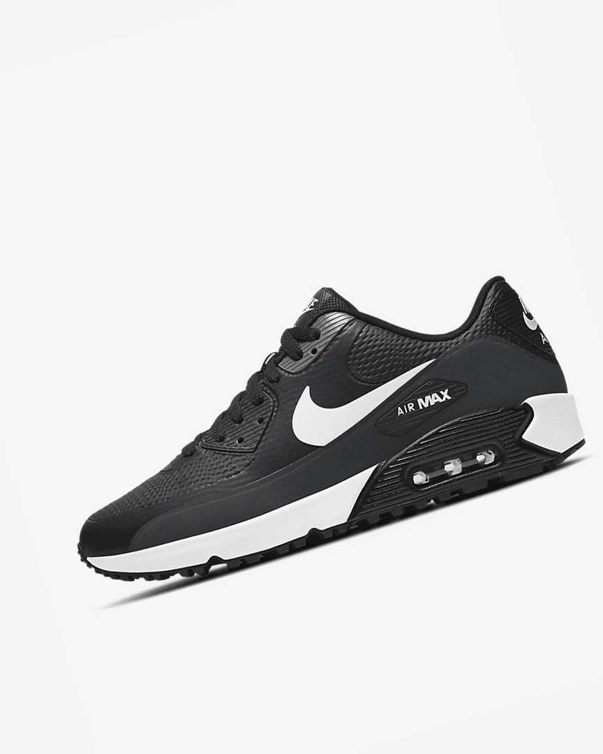 Black / Dark Grey / Grey / White Nike Air Max 90 G Men\'s Golf Shoes | CA_2863