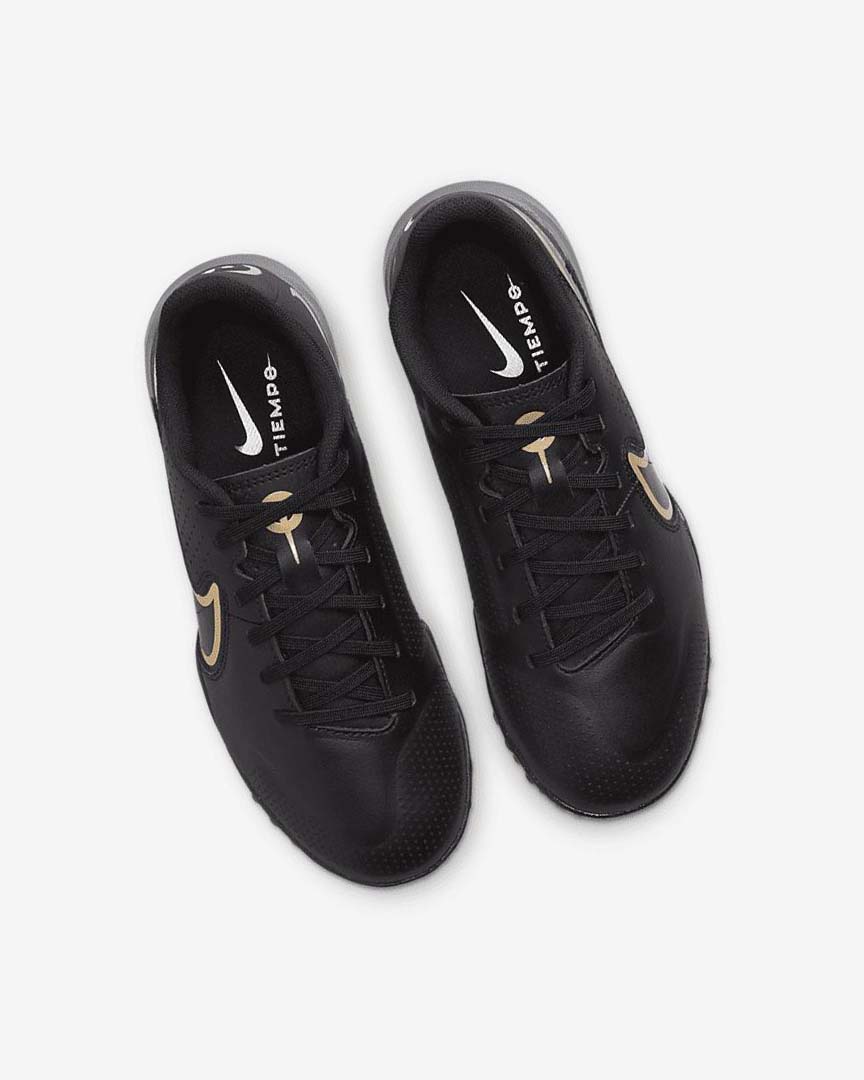 Black / Dark Grey / Metal Gold / Black Nike Jr. Tiempo Legend 9 Academy TF Boys' Soccer Shoes | CA_2801