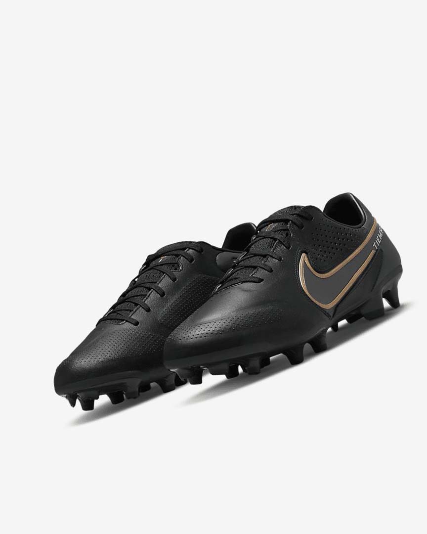 Black / Dark Grey / Metal Gold / Metal Dark Grey Nike Tiempo Legend 9 Pro FG Women's Soccer Cleats | CA_2427