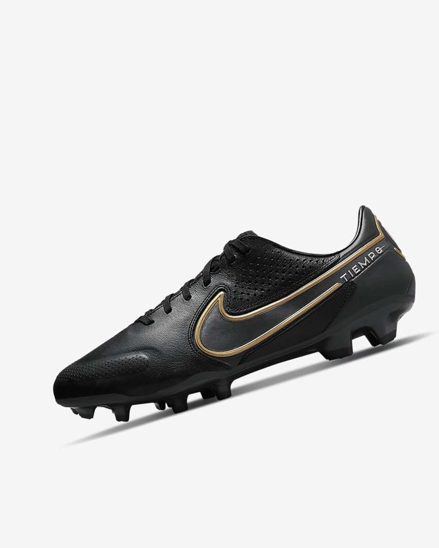 Black / Dark Grey / Metal Gold / Metal Dark Grey Nike Tiempo Legend 9 Pro FG Women\'s Soccer Cleats | CA_2427