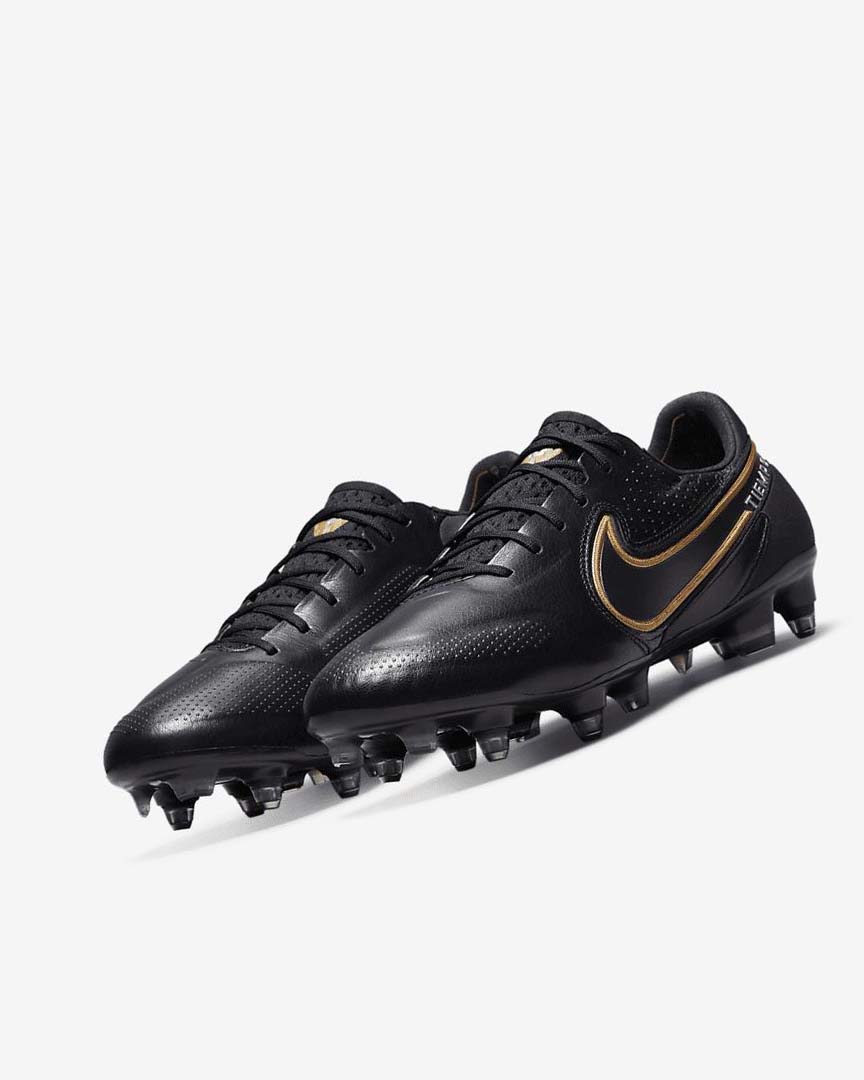 Black / Dark Grey / Metal Gold / Metal Dark Grey Nike Tiempo Legend 9 Elite SG-Pro AC Women's Soccer Cleats | CA_2726