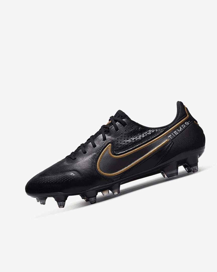 Black / Dark Grey / Metal Gold / Metal Dark Grey Nike Tiempo Legend 9 Elite SG-Pro AC Women\'s Soccer Cleats | CA_2726