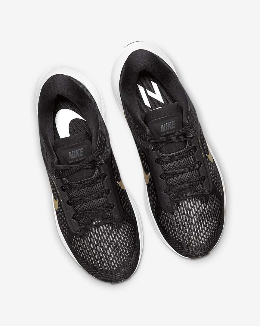 Black / Dark Grey / Metal Gold Nike Air Zoom Structure 24 Women's Running Shoes | CA_4654