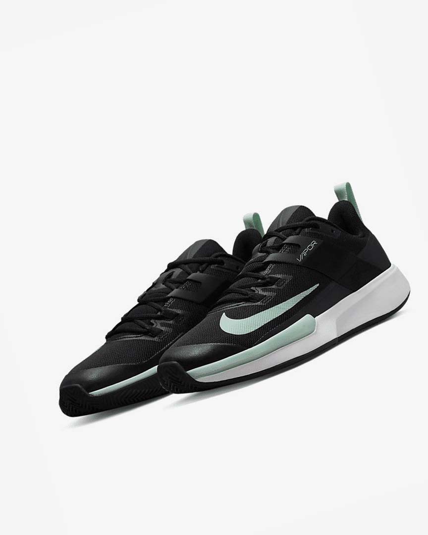 Black / Dark Grey / White / Mint Nike Court Vapor Lite Men's Tennis Shoes | CA_2506