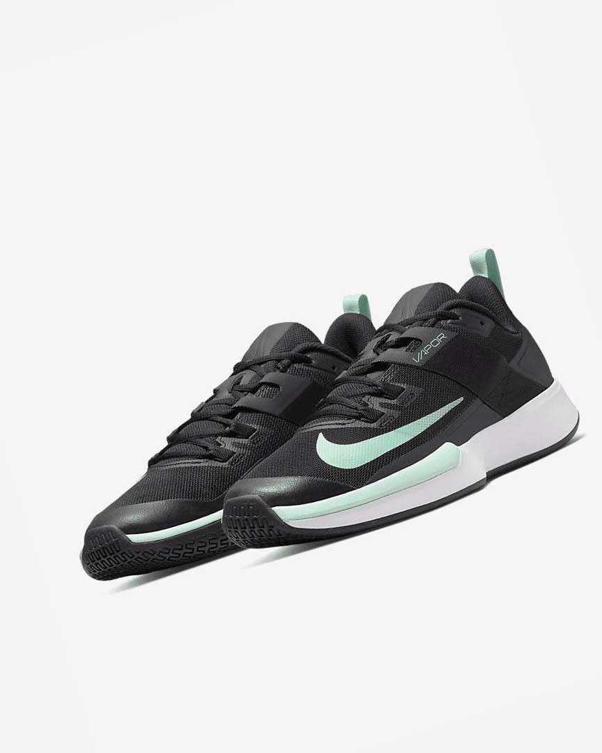 Black / Dark Grey / White / Mint Nike Court Vapor Lite Men's Tennis Shoes | CA_2644