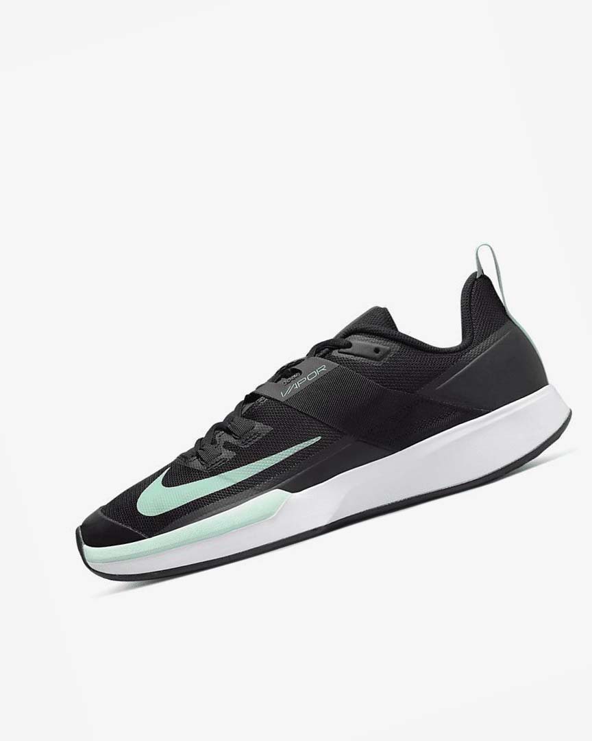 Black / Dark Grey / White / Mint Nike Court Vapor Lite Men\'s Tennis Shoes | CA_2644