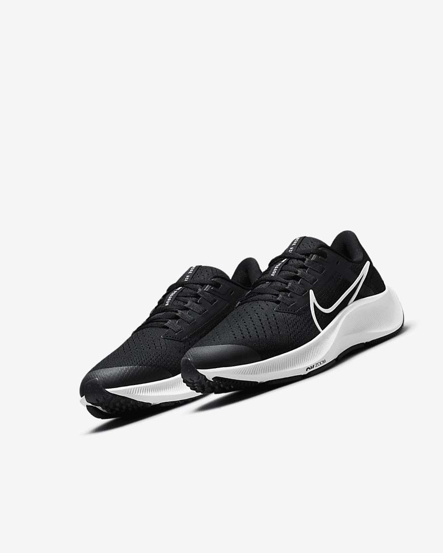 Black / Dark Grey / White Nike Air Zoom Pegasus 38 Girls' Running Shoes | CA_5200