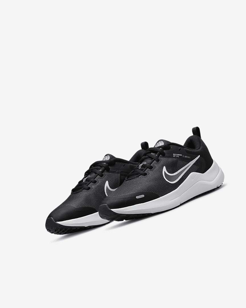 Black / Dark Grey / White Nike Downshifter 12 Girls' Running Shoes | CA_5374