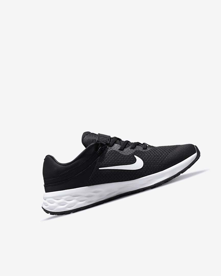 Black / Dark Grey / White Nike Revolution 6 FlyEase Girls' Running Shoes | CA_2745