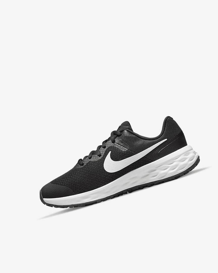 Black / Dark Grey / White Nike Revolution 6 Boys\' Running Shoes | CA_3088
