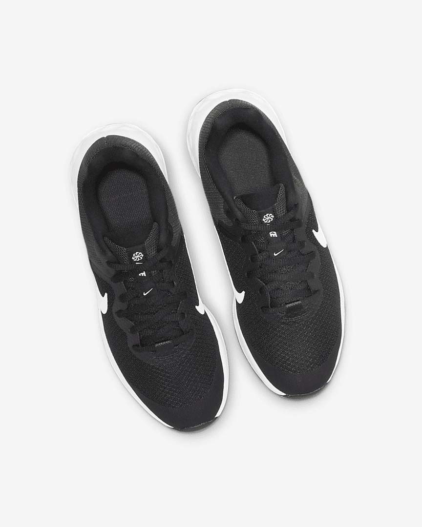 Black / Dark Grey / White Nike Revolution 6 Girls' Running Shoes | CA_3159