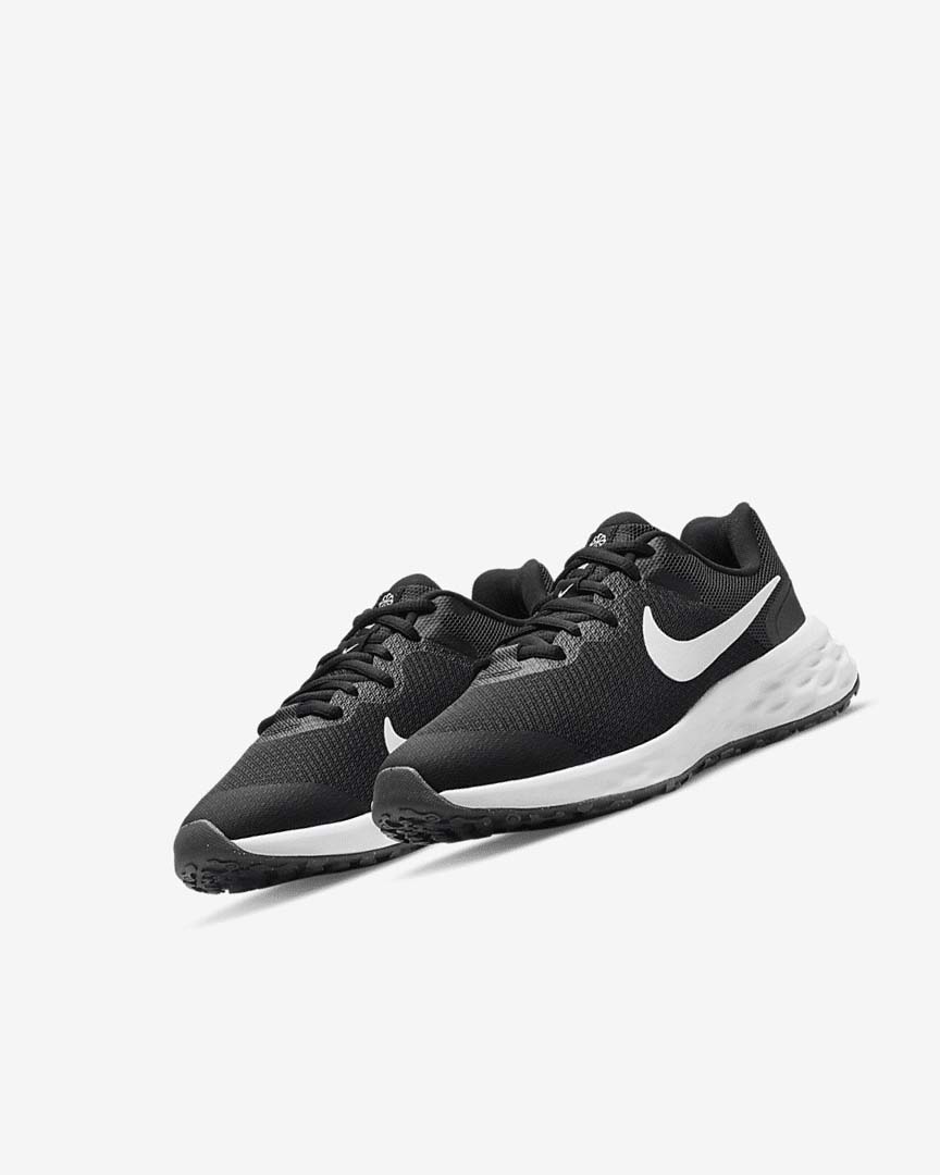 Black / Dark Grey / White Nike Revolution 6 Girls' Running Shoes | CA_3159