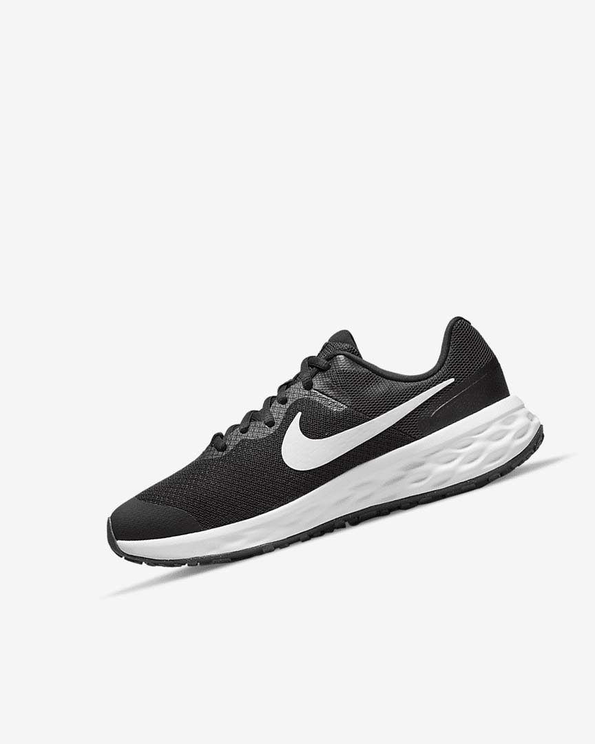Black / Dark Grey / White Nike Revolution 6 Girls\' Running Shoes | CA_3159
