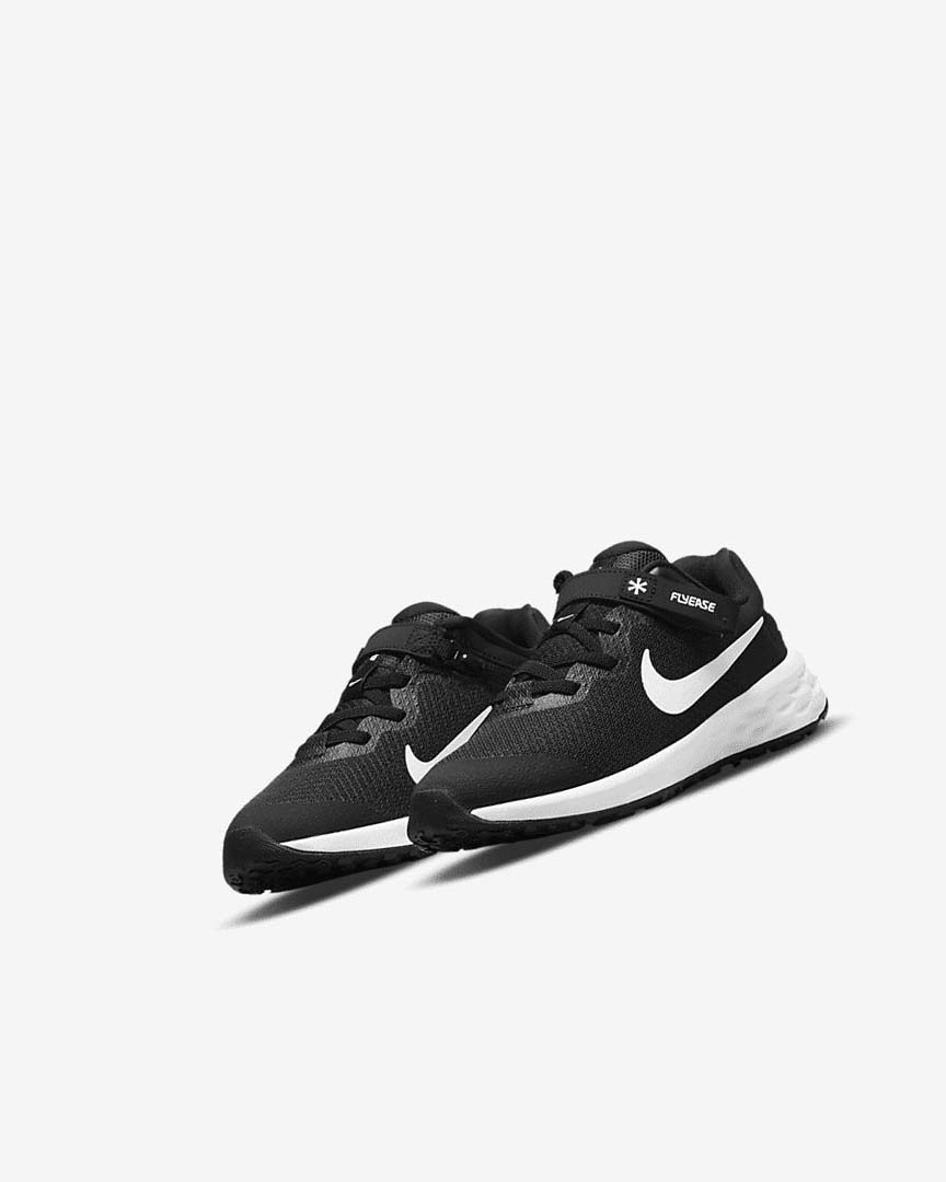 Black / Dark Grey / White Nike Revolution 6 FlyEase Boys' Shoes | CA_4739