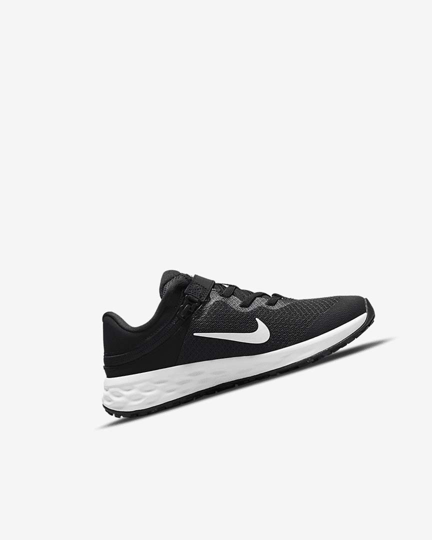 Black / Dark Grey / White Nike Revolution 6 FlyEase Girls' Shoes | CA_4888
