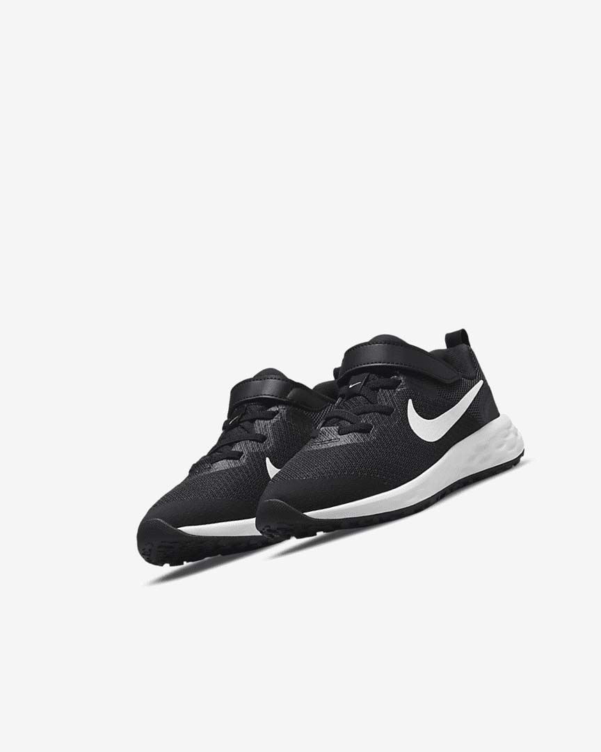 Black / Dark Grey / White Nike Revolution 6 Girls' Running Shoes | CA_5170