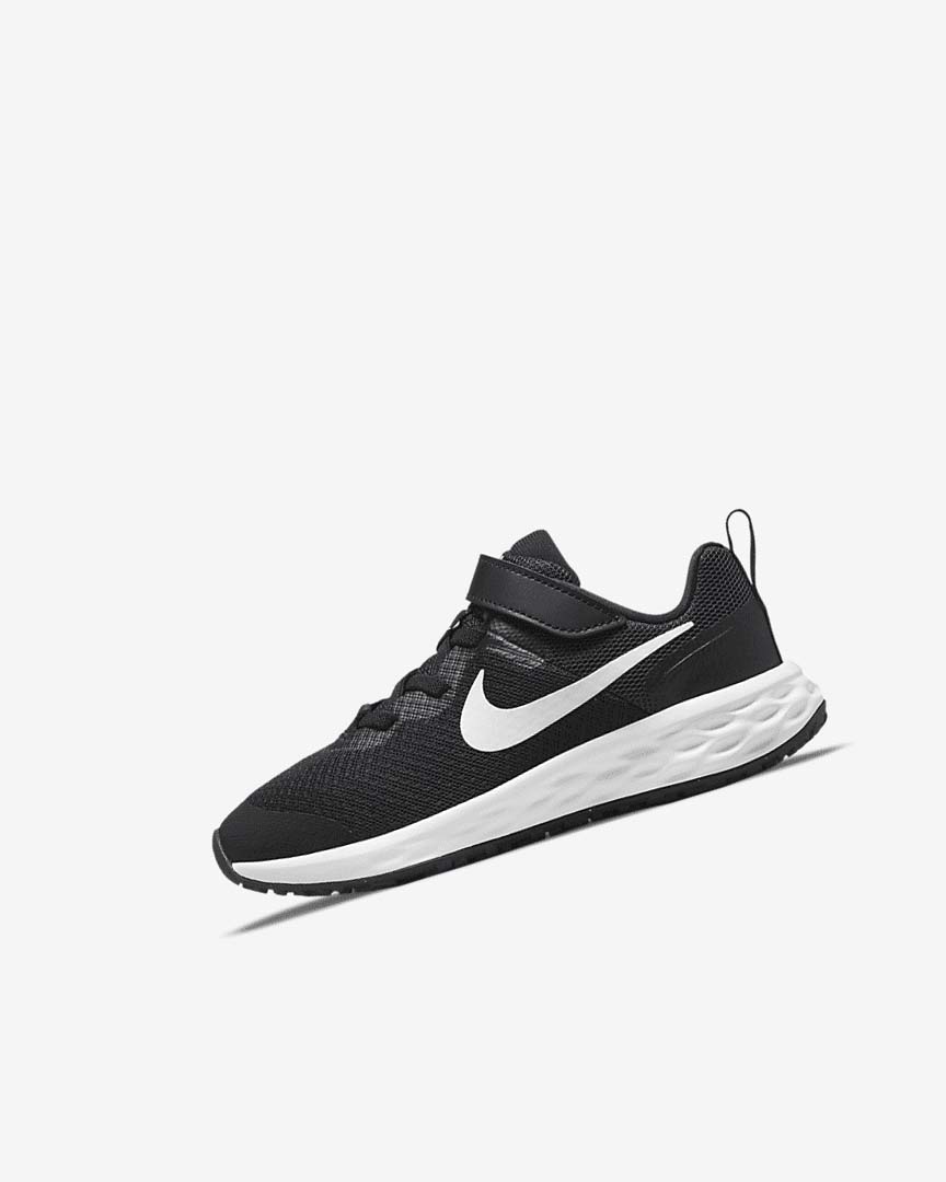 Black / Dark Grey / White Nike Revolution 6 Girls\' Running Shoes | CA_5170