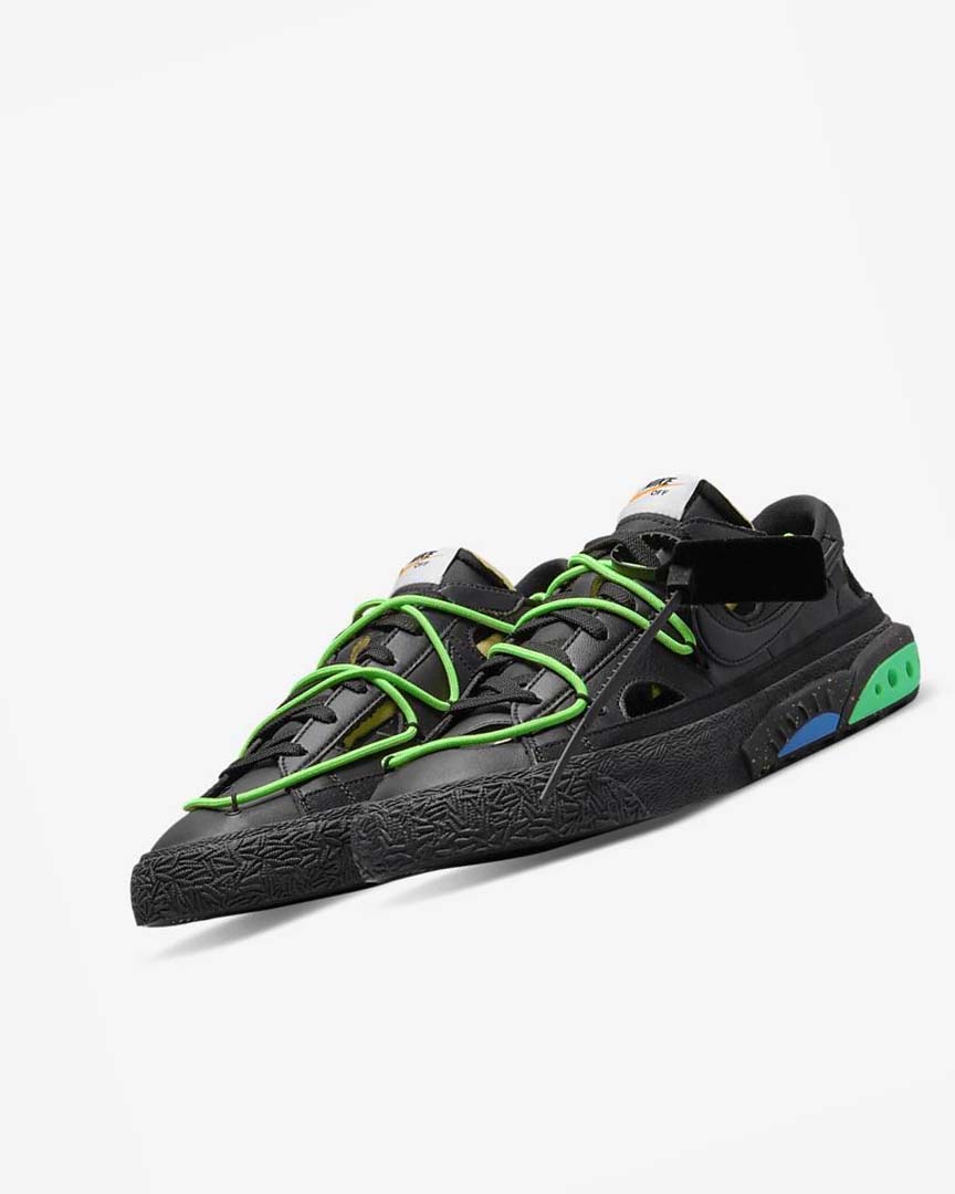 Black / Green / Black Nike Blazer Low '77 x Off-White™ Men's Sneakers | CA_4806
