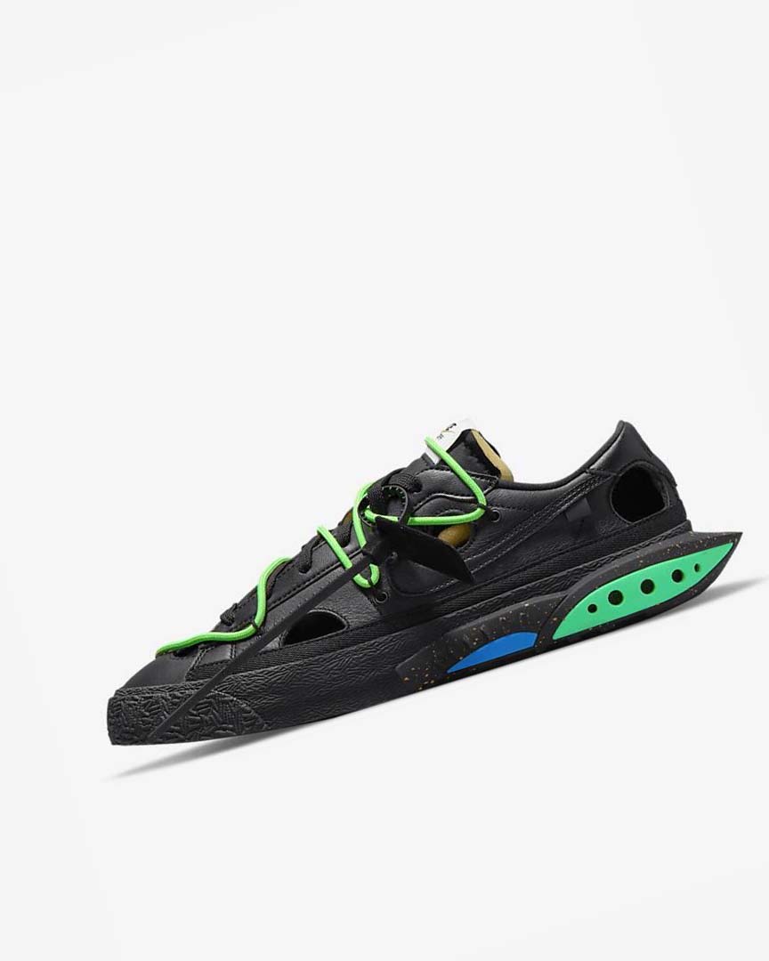 Black / Green / Black Nike Blazer Low \'77 x Off-White™ Men\'s Sneakers | CA_4806