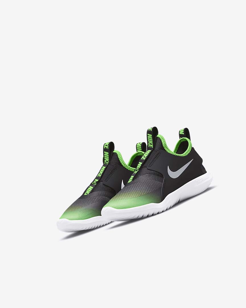 Black / Green Nike Flex Runner Girls' Shoes | CA_5460