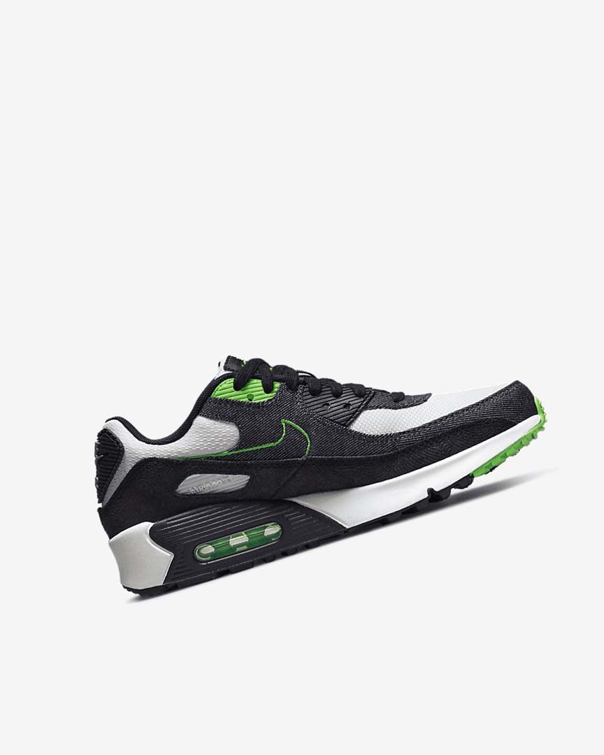 Black / Green / White / Obsidian Nike Air Max 90 LTR SE Boys' Casual Shoes | CA_4510