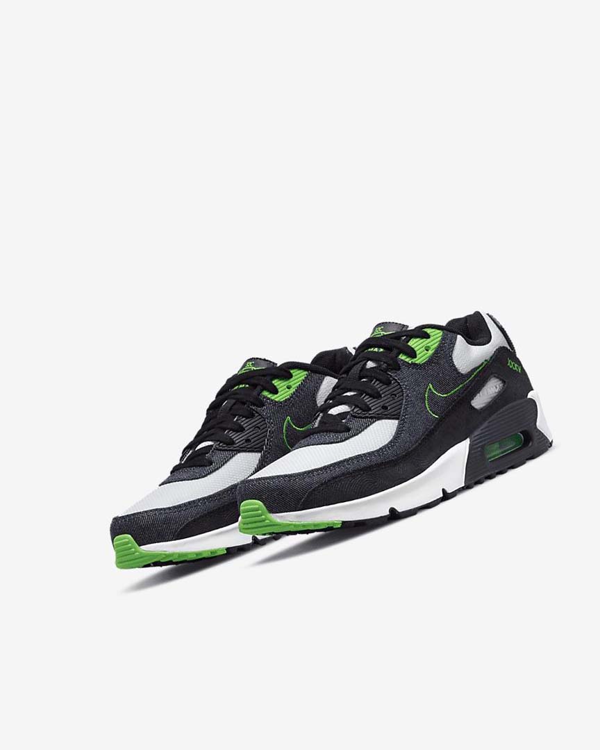 Black / Green / White / Obsidian Nike Air Max 90 LTR SE Boys' Casual Shoes | CA_4510