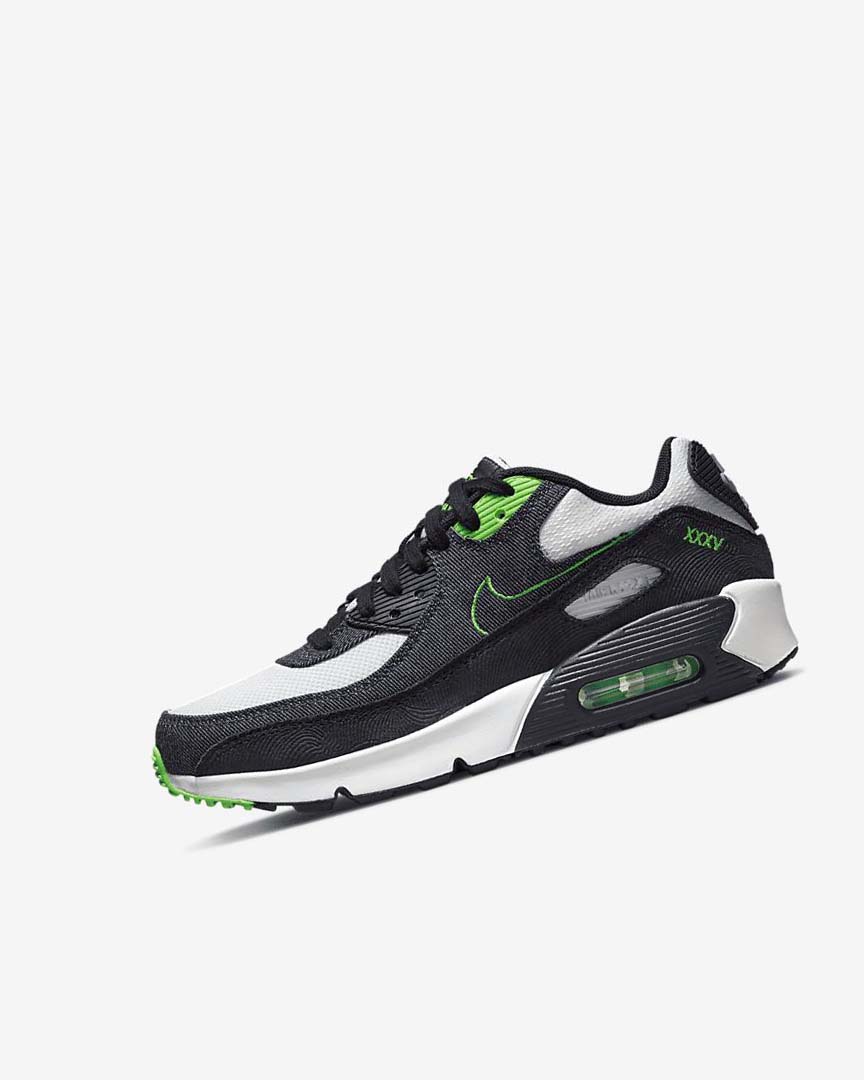 Black / Green / White / Obsidian Nike Air Max 90 LTR SE Boys\' Casual Shoes | CA_4510