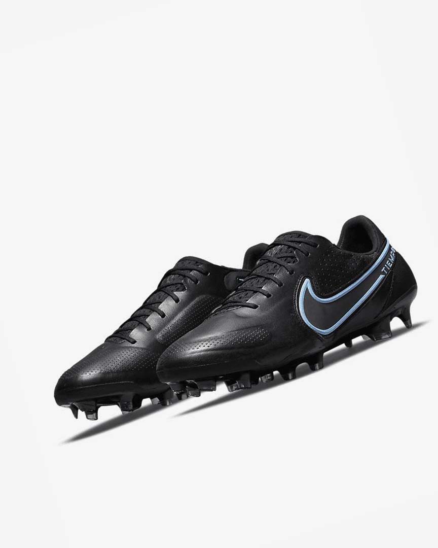 Black / Grey / Black Nike Tiempo Legend 9 Elite FG Men's Soccer Cleats | CA_2448