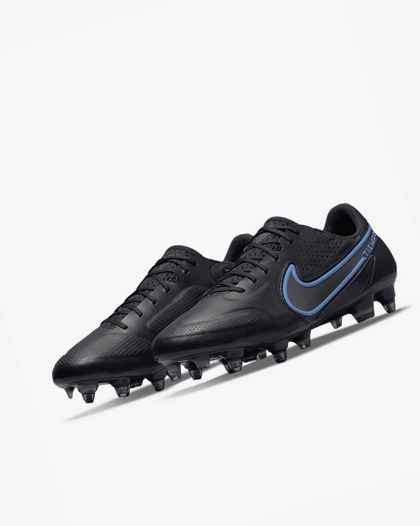 Black / Grey / Blue Nike Tiempo Legend 9 Elite SG-Pro AC Men's Soccer Cleats | CA_2560