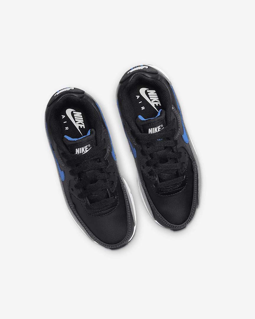 Black / Grey / Dark Grey / Blue Nike Air Max 90 Boys' Casual Shoes | CA_2932