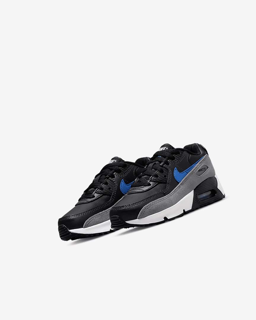 Black / Grey / Dark Grey / Blue Nike Air Max 90 Boys' Casual Shoes | CA_2932
