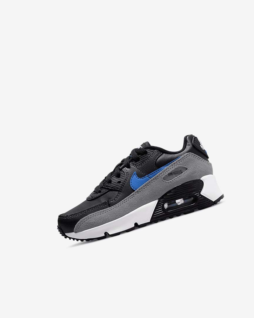 Black / Grey / Dark Grey / Blue Nike Air Max 90 Boys\' Casual Shoes | CA_2932