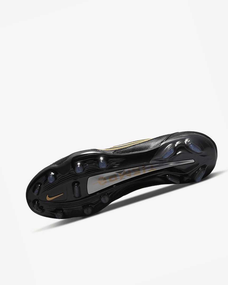 Black / Grey / Gold Nike Tiempo Legend 9 Elite FG Men's Soccer Cleats | CA_3212