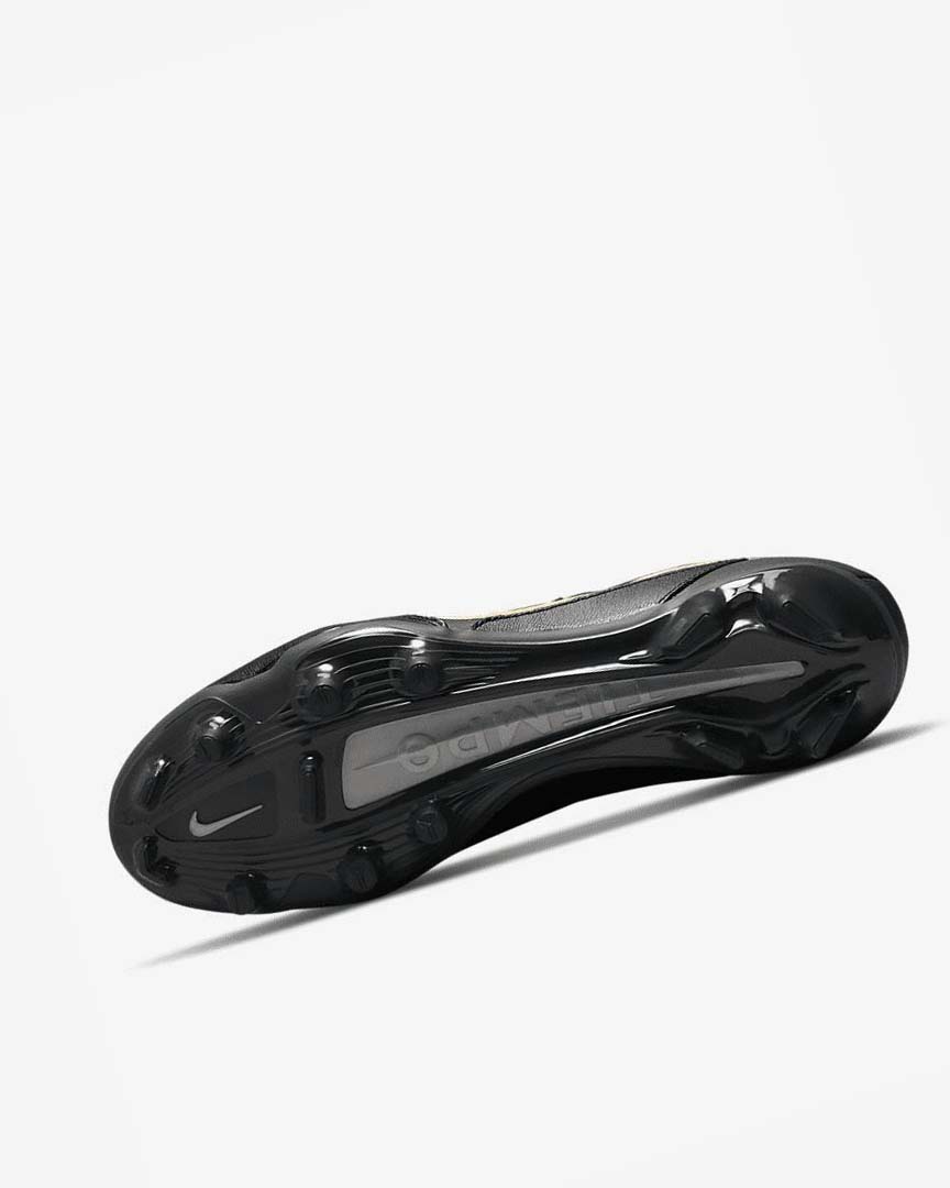 Black / Grey / Metal Gold Nike Tiempo Legend 9 Pro FG Men's Soccer Cleats | CA_4920