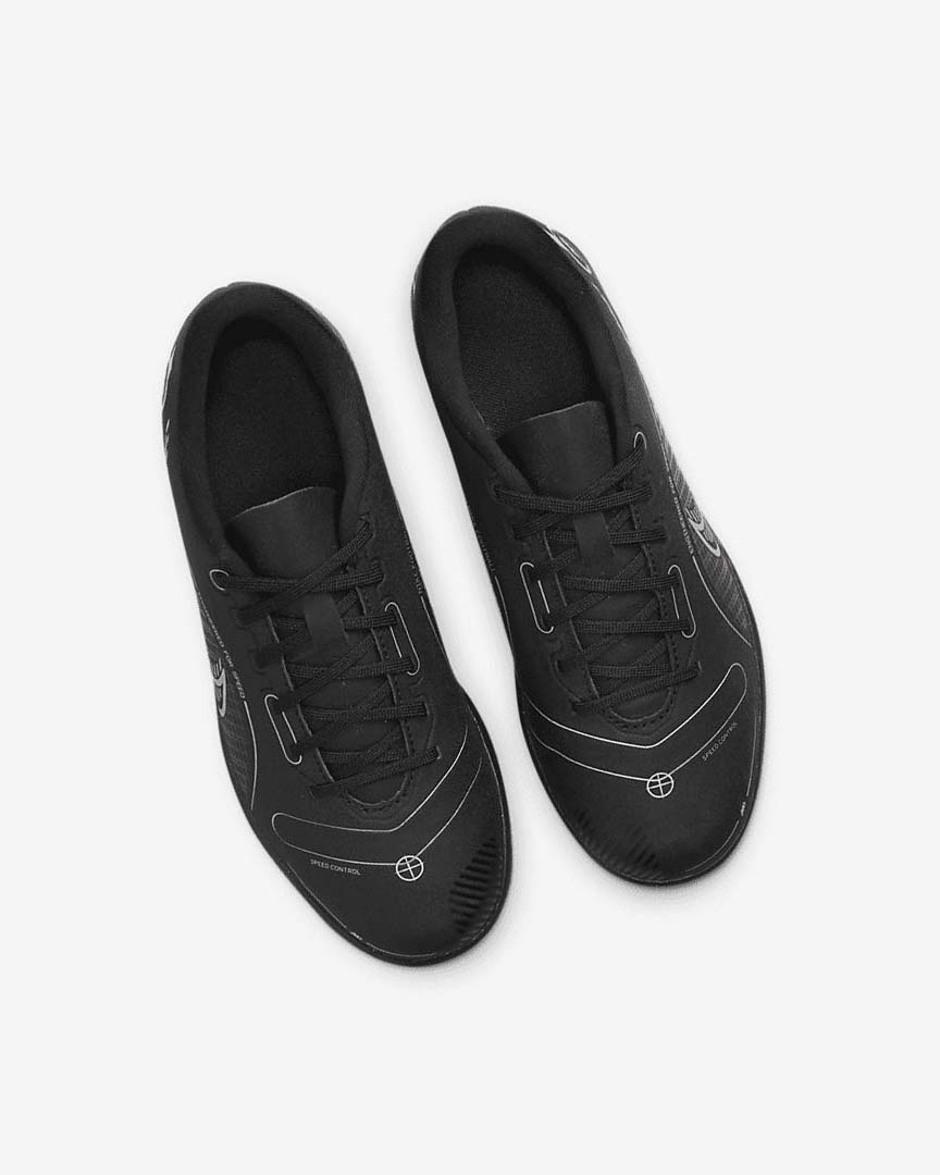 Black / Grey / Metal Silver Nike Jr. Mercurial Vapor 14 Club IC Boys' Soccer Shoes | CA_4907