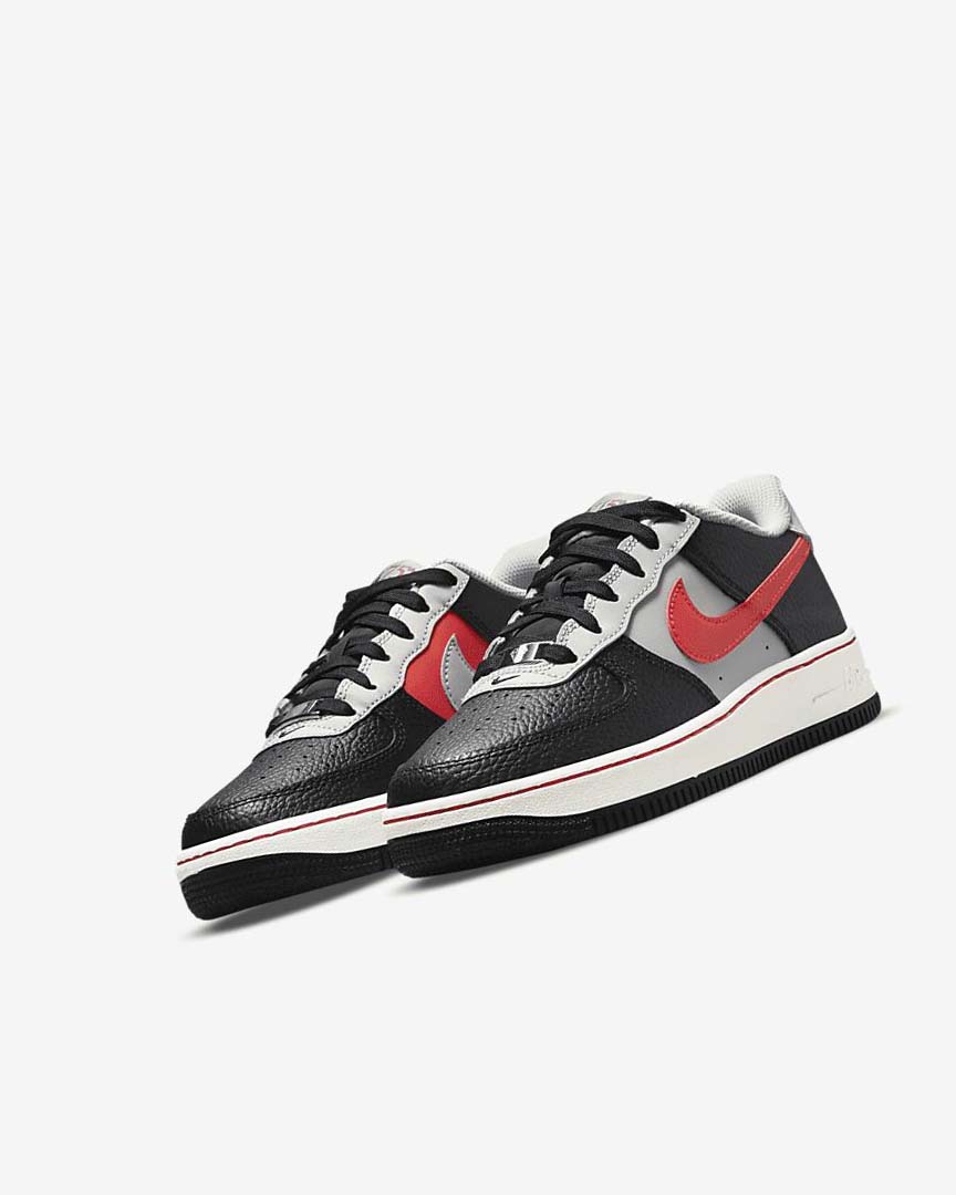 Black / Grey / Red Nike Air Force 1 EMB Girls' Sneakers | CA_5503
