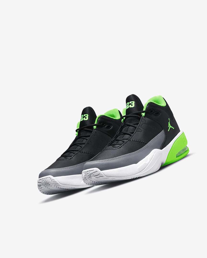 Black / Grey / White / Green Nike Jordan Max Aura 3 Boys' Basketball Shoes | CA_4922