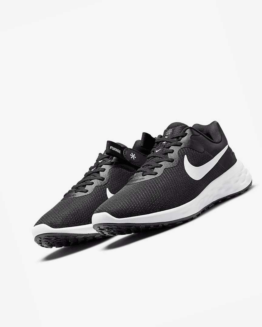 Black / Grey / White Nike Revolution 6 FlyEase Next Nature Men's Running Shoes | CA_5111