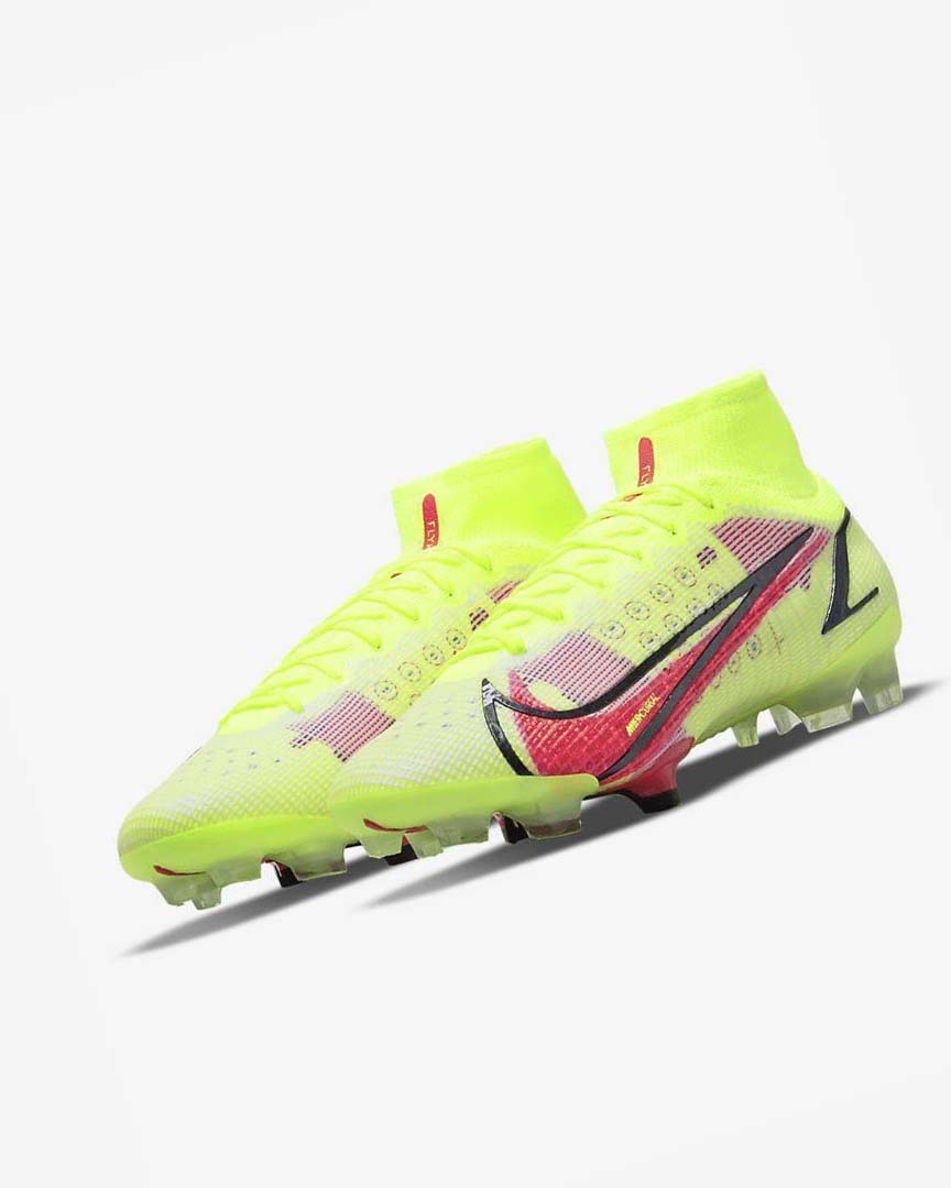 Black / Light Red Nike Mercurial Superfly 8 Elite FG Men's Soccer Cleats | CA_4596