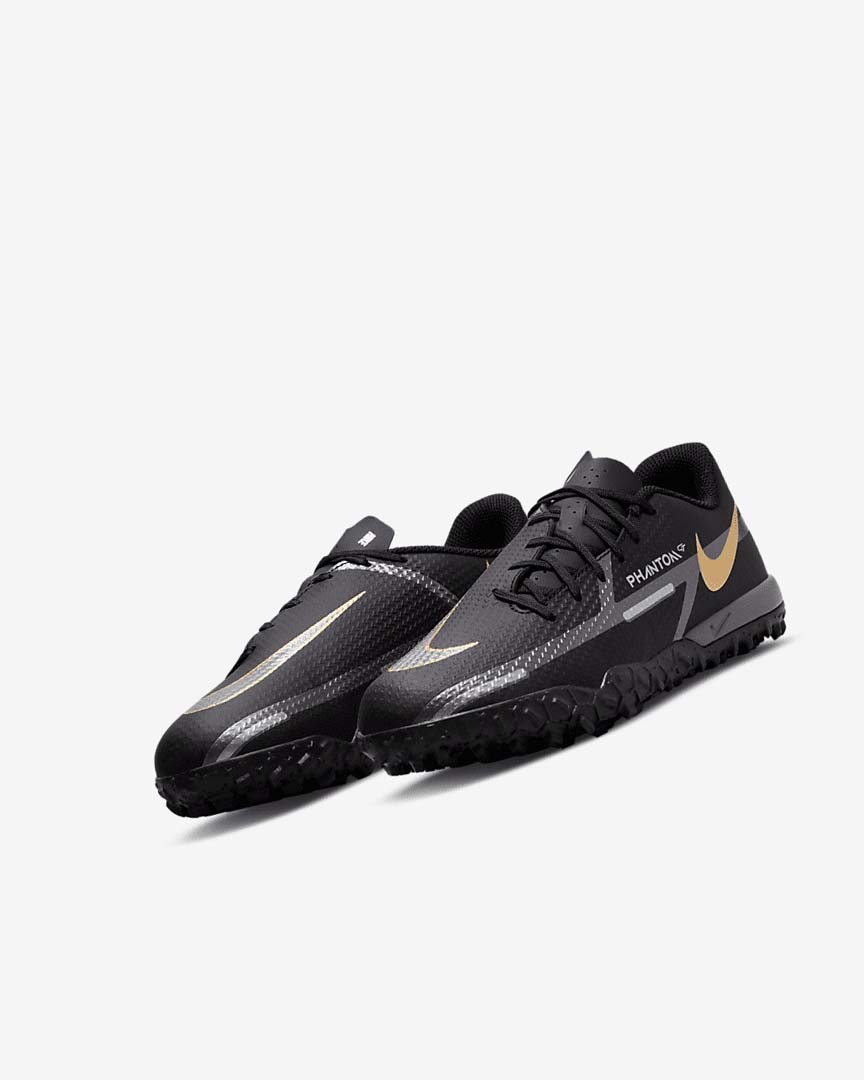 Black / Metal Gold / Dark Grey / Metal Dark Grey Nike Jr. Phantom GT2 Academy TF Girls' Soccer Shoes | CA_1113