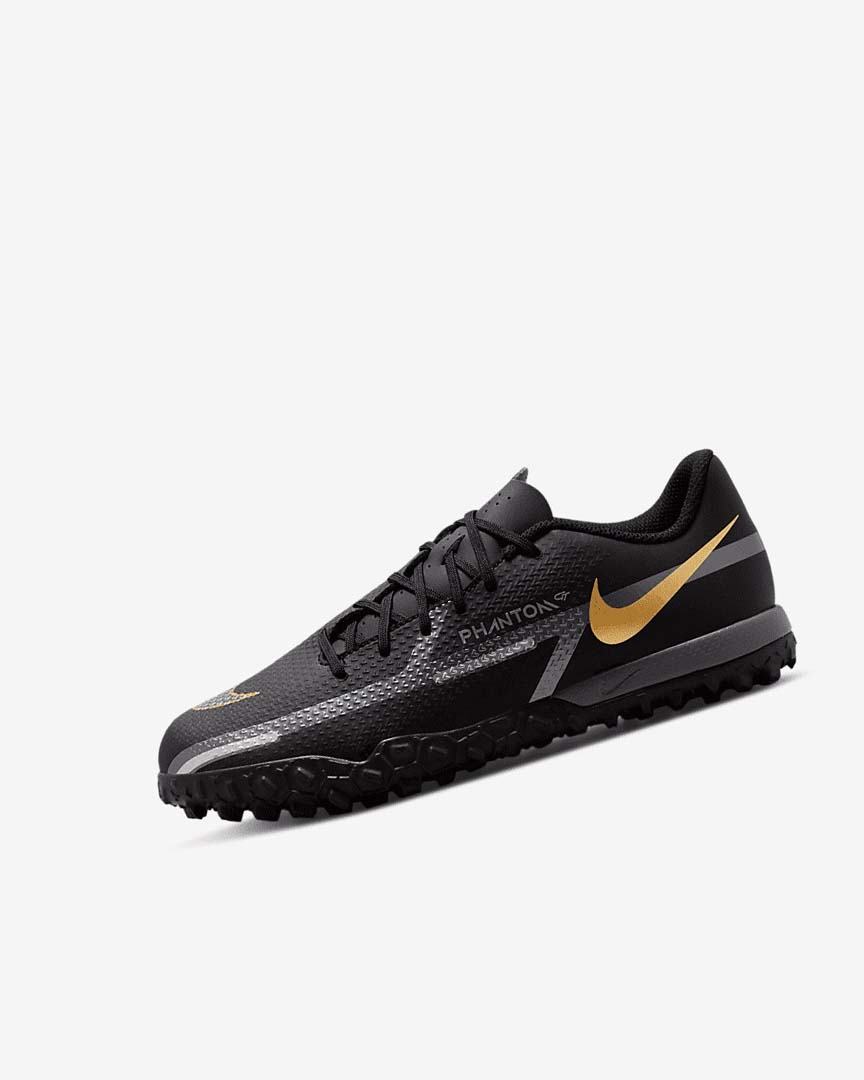 Black / Metal Gold / Dark Grey / Metal Dark Grey Nike Jr. Phantom GT2 Academy TF Girls\' Soccer Shoes | CA_1113