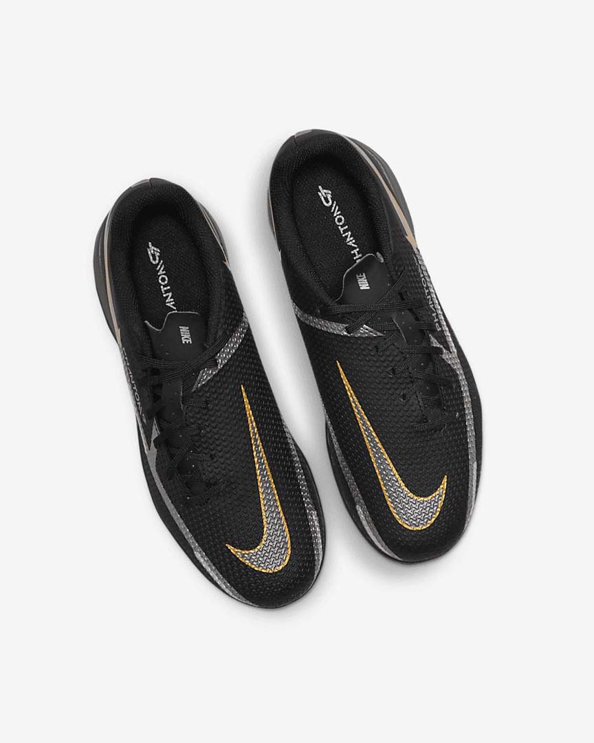 Black / Metal Gold / Dark Grey / Metal Dark Grey Nike Jr. Phantom GT2 Academy IC Girls' Soccer Shoes | CA_2664