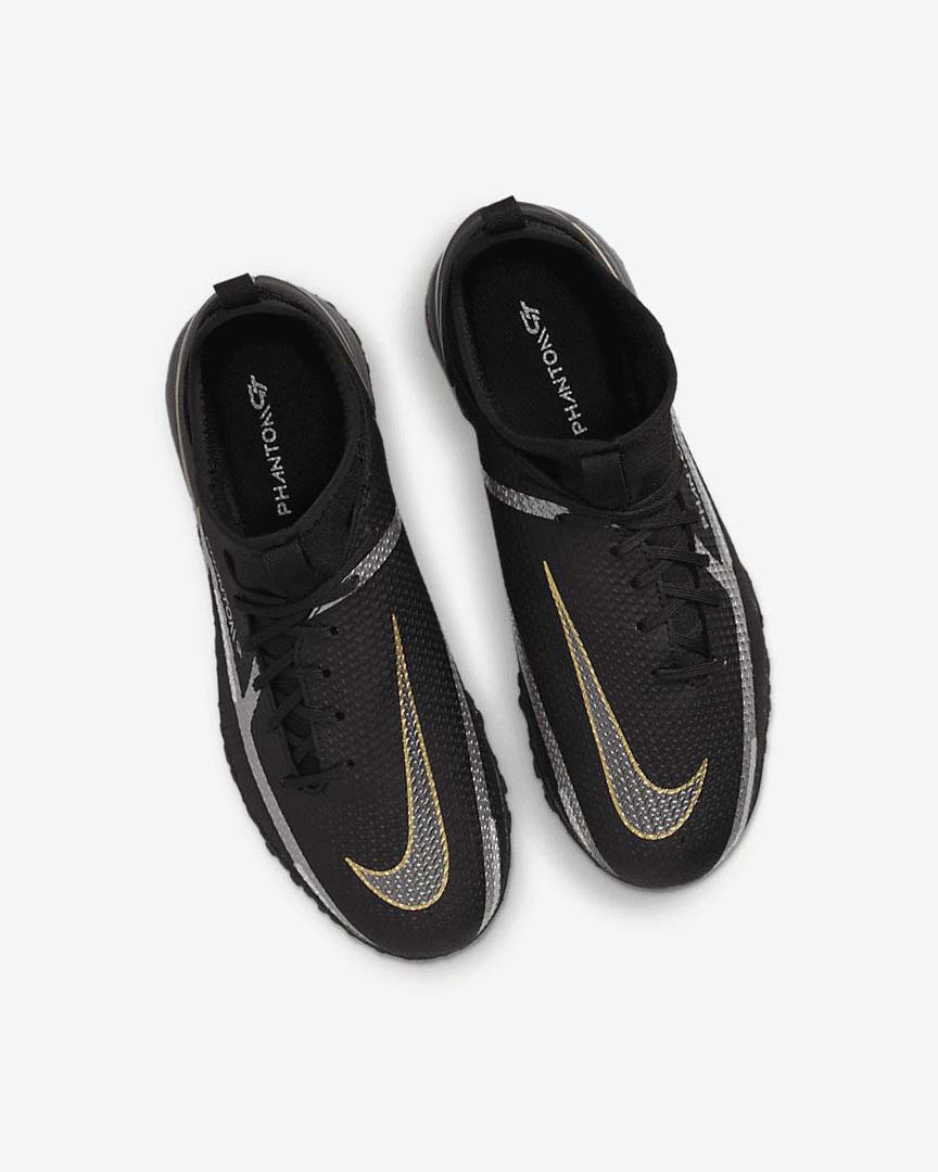 Black / Metal Gold / Dark Grey / Metal Dark Grey Nike Jr. Phantom GT2 Academy Dynamic Fit TF Boys' Soccer Shoes | CA_2798