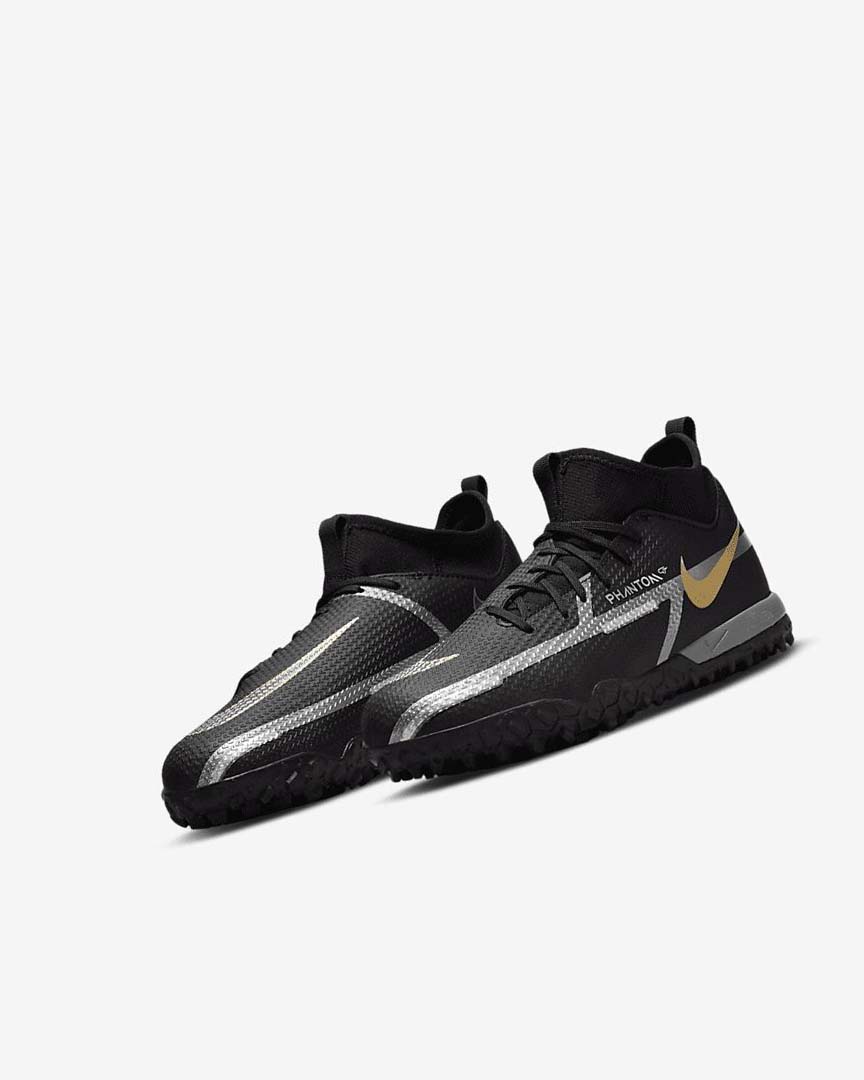 Black / Metal Gold / Dark Grey / Metal Dark Grey Nike Jr. Phantom GT2 Academy Dynamic Fit TF Boys' Soccer Shoes | CA_2798