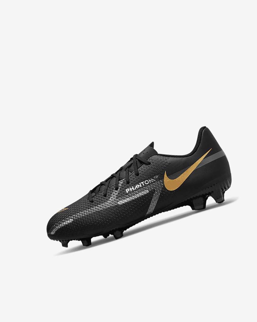 Black / Metal Gold / Dark Grey / Metal Dark Grey Nike Jr. Phantom GT2 Academy MG Boys\' Soccer Cleats | CA_4855