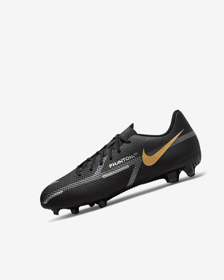 Black / Metal Gold / Dark Grey / Metal Dark Grey Nike Jr. Phantom GT2 Academy MG Girls\' Soccer Cleats | CA_5363
