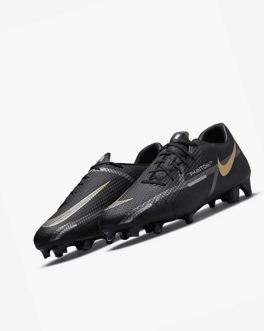 Black / Metal Gold / Dark Grey / Metal Dark Grey Nike Phantom GT2 Academy MG Men's Soccer Cleats | CA_5504